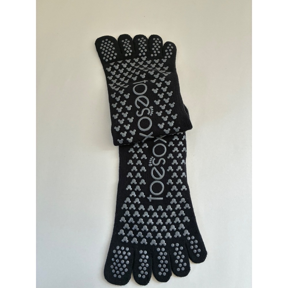 ToeSox Disney Luna Grip Socks Black Rhinestone Mickey Mouse Large Pilates - Picture 2 of 3
